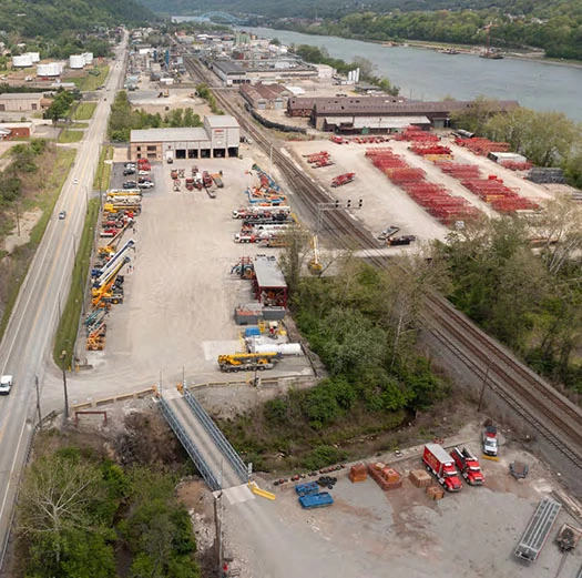 ALL Crane Rental of Pennsylvania branch yard aerial view
