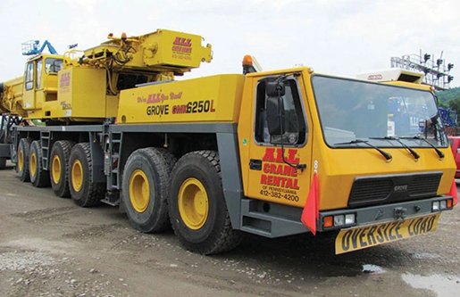 Yellow crane truck