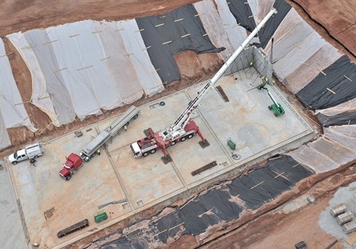 330-ton crane sets precast concrete panels for new Georgia wastewater treatment facility