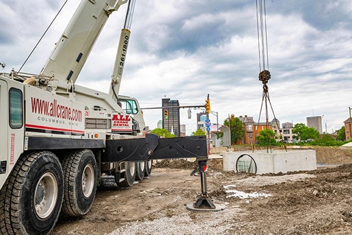 Crane’s mobility aids sewer install related to Columbus road project