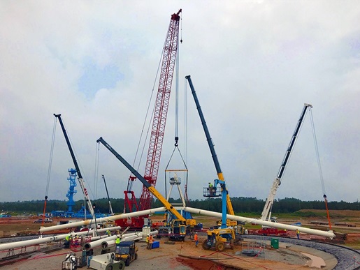 Five-crane pick sets lumberyard’s new circular crane