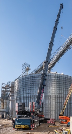 Crane in front of new silo
