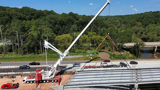 ALL Liebherr AT working on a bridge in Athens, Georgia