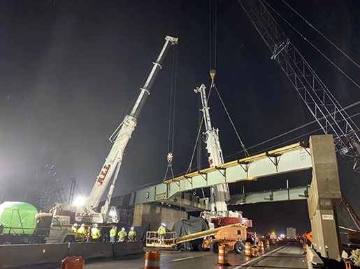 Route 88 CS Three cranes working on a bridge