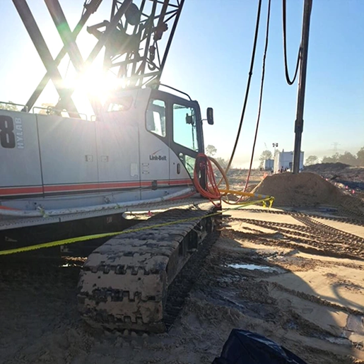 ALL's Link-Belt 138HSL crawler crane laying the groundwork for Florida's Suncoast Parkway.