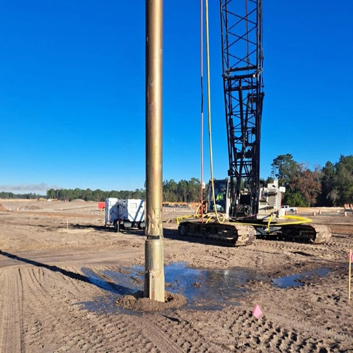 ALL's Link-Belt 138HSL crawler crane laying the groundwork for Florida's Suncoast Parkway.