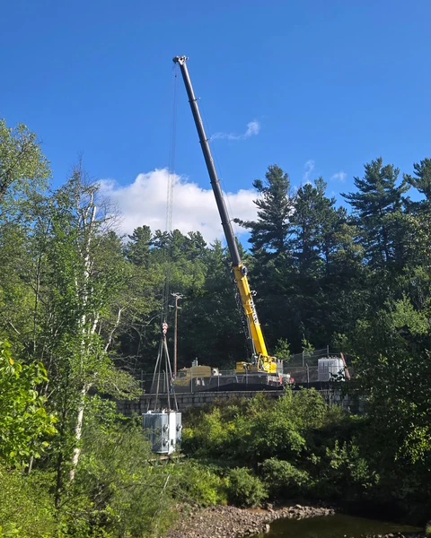 Liebherr all-terrain crane lifting transformer
