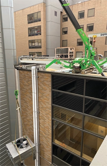 Maeda mini-crane on a rooftop