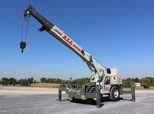 New Shuttlelift Carry Deck Crane with gray and red paint job